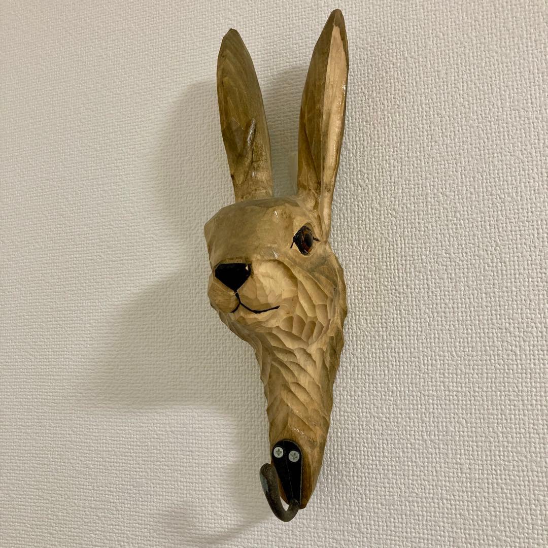 壁掛け インテリア アート　ウォール　ハンギング　オブジェ　動物　剥製風　うさぎ