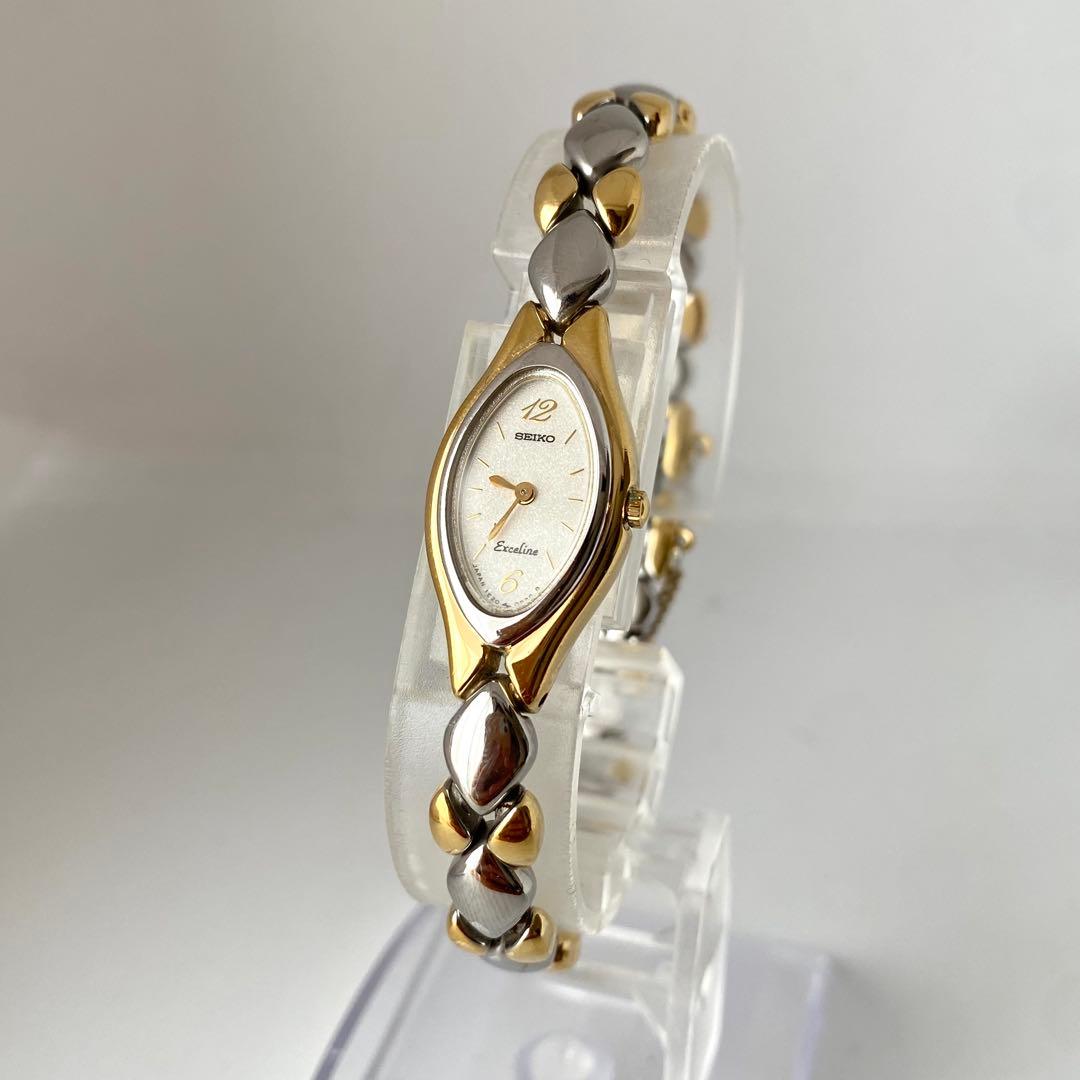 新品電池　SEIKO エクセリーヌ　腕時計　オーバル　コンビカラー