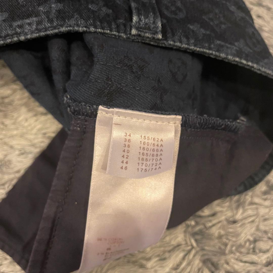 【美品】ルイヴィトン デニム パンツ モノグラム 金ボタン インディゴ 総柄