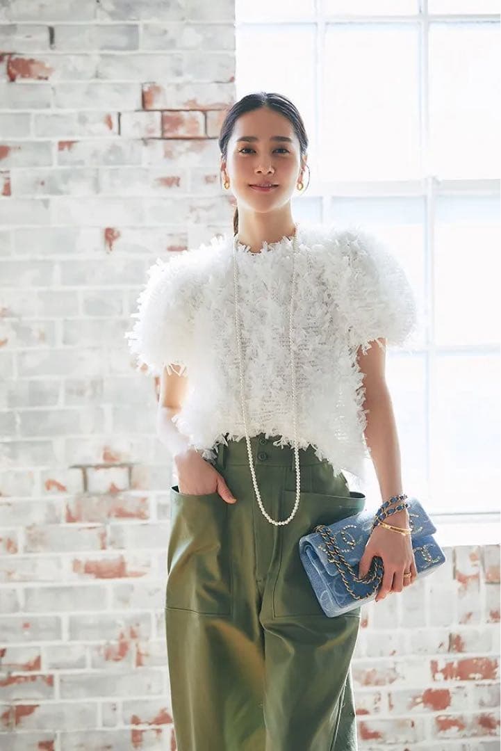 SEVENTEN フリンジチュールトップス　白　Sサイズ　セブンテン