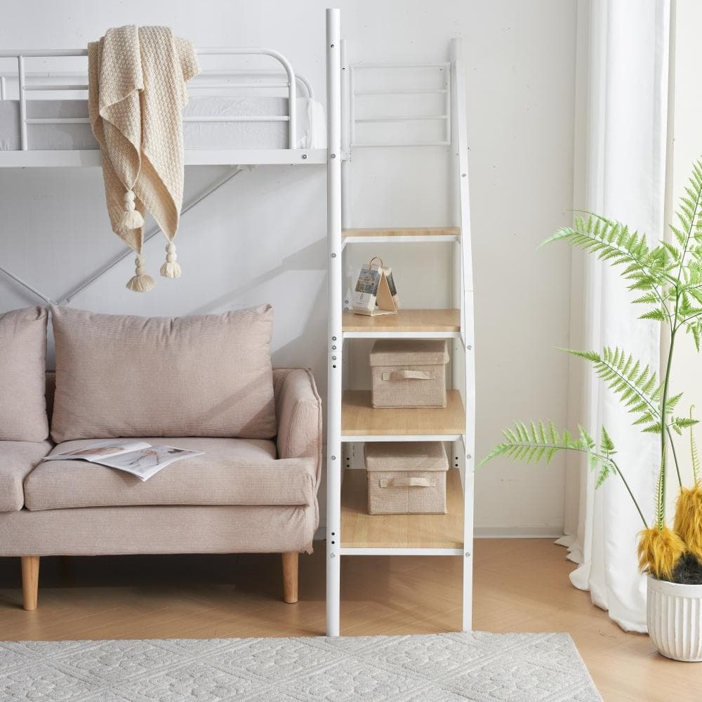 システムベット ロフトベッド シングル デスク・コンセント・収納付き　WHITE