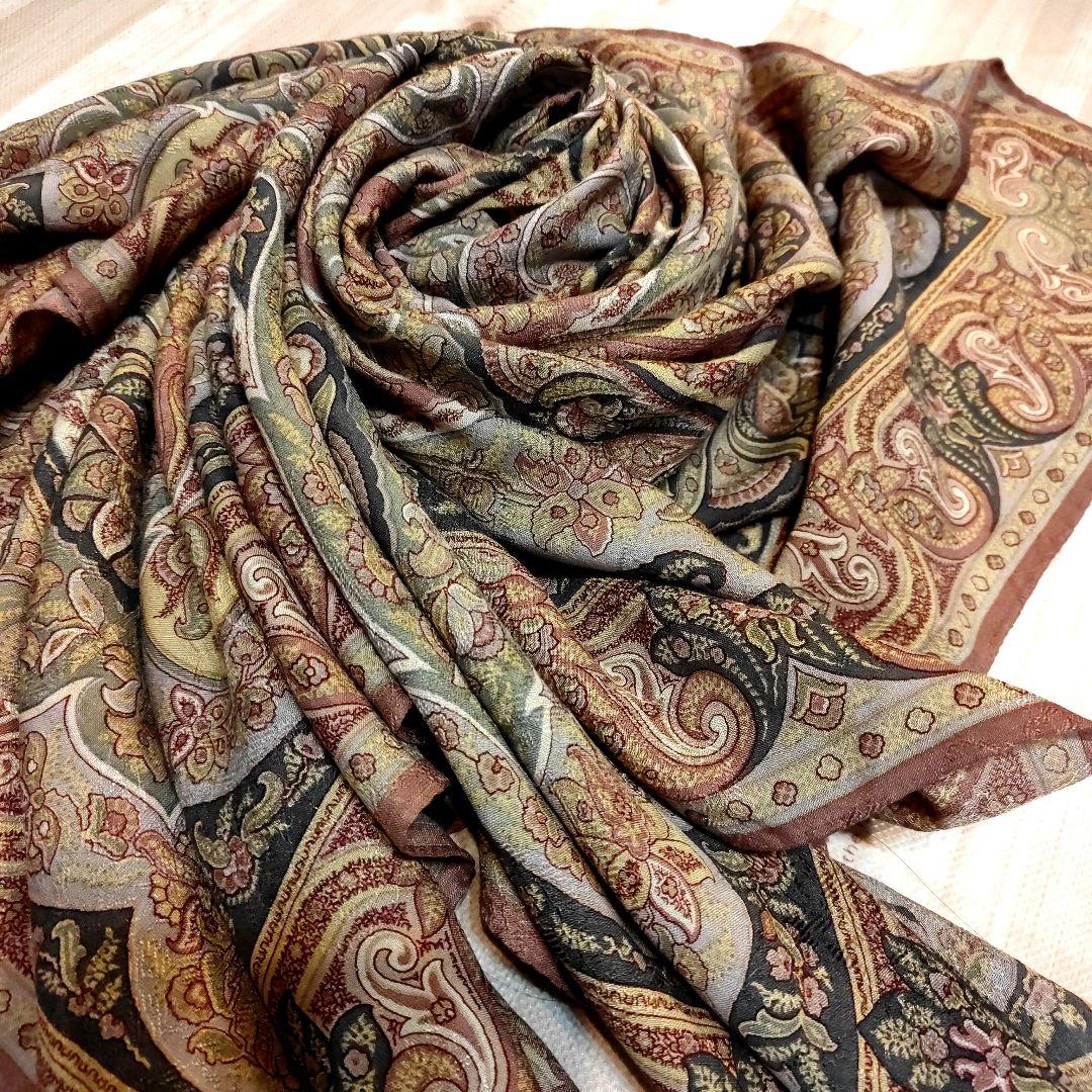ETRO ペイズリー柄シルク・ウール大判ストール ・ショール☆130cm