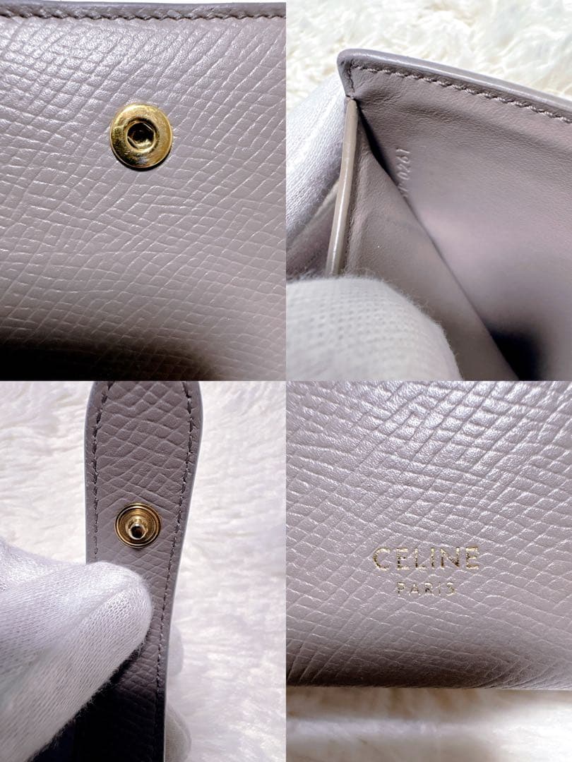 ♡美品♡CELINE 二つ折り財布 ストラップ スモール ウォレット グレーロゴ