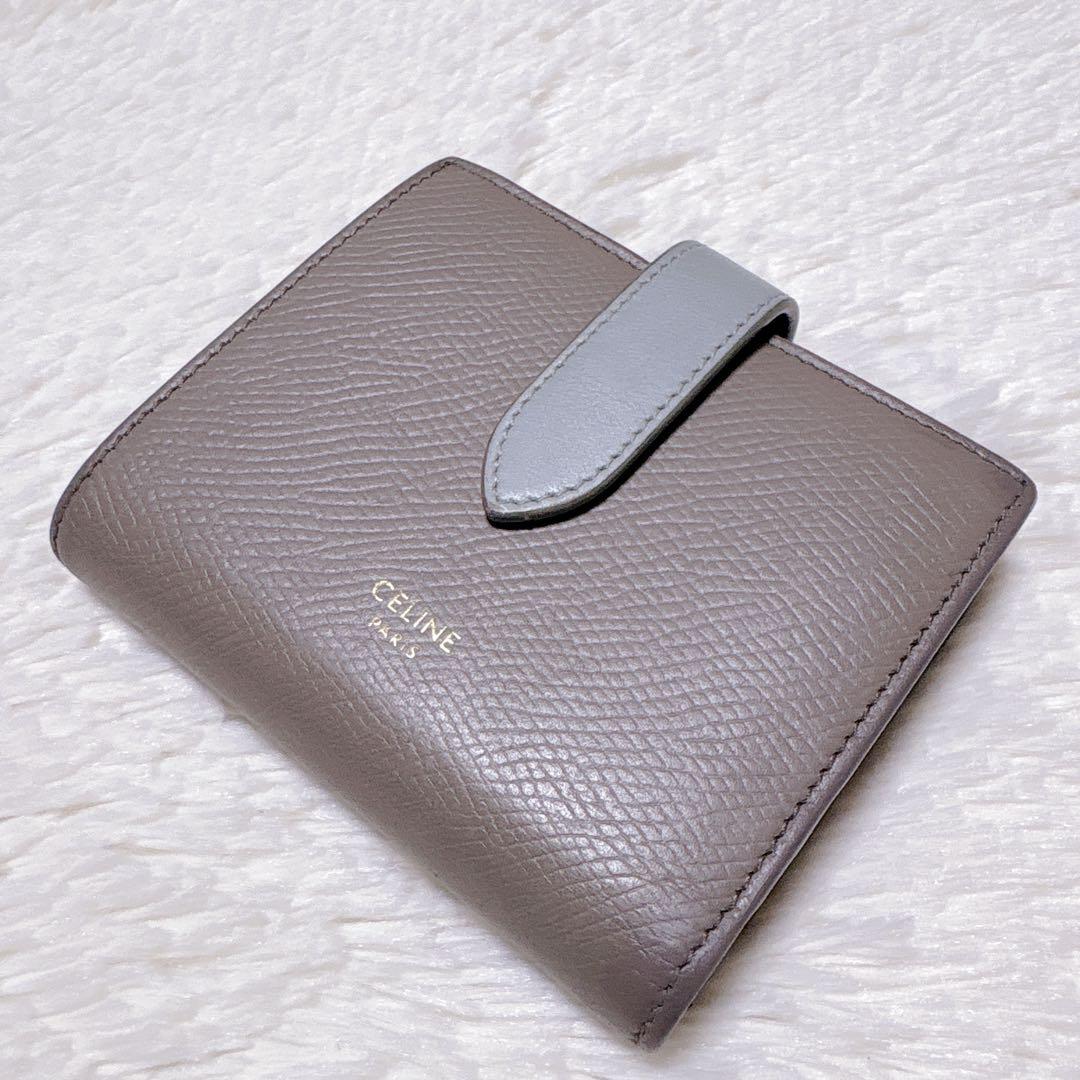 ♡美品♡CELINE 二つ折り財布 ストラップ スモール ウォレット グレーロゴ
