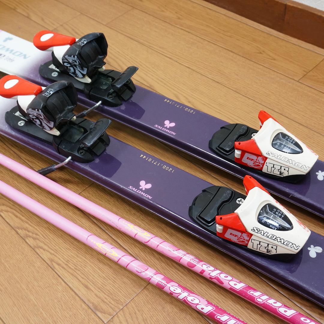 メンテ済 120cm 靴21cm SALOMON カービングスキーセット