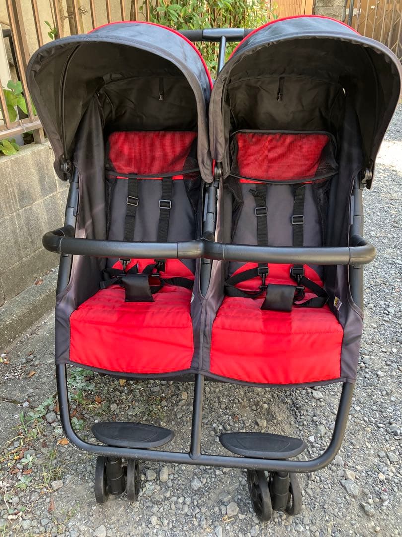 ココロンツイン　横型2人乗りベビーカー レッド