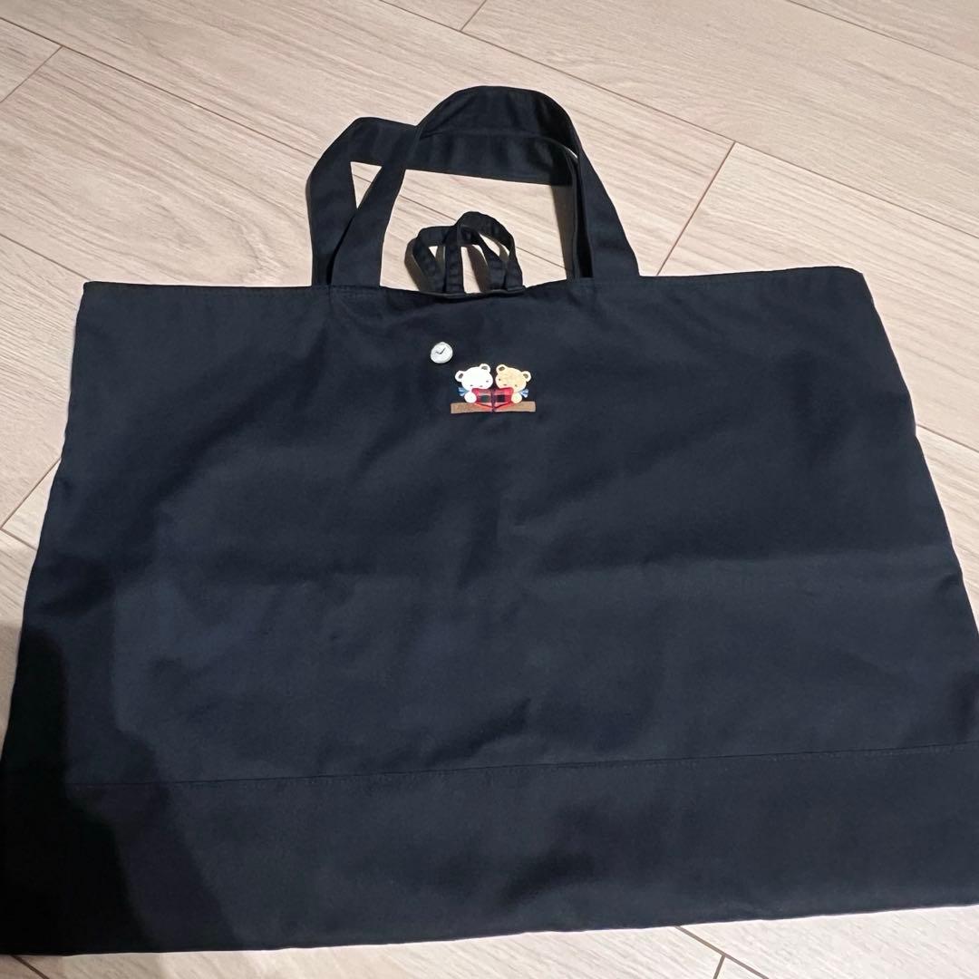 【早い者勝ち】familiar 紺 習い事用バッグ くまの刺繍