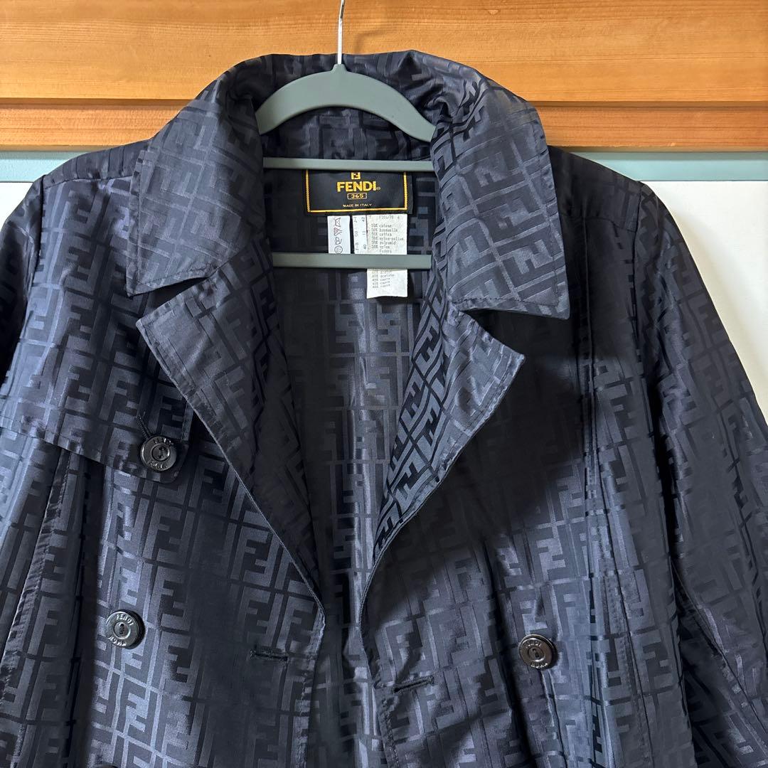 FENDI ブラックロングコート ダブルブレスト