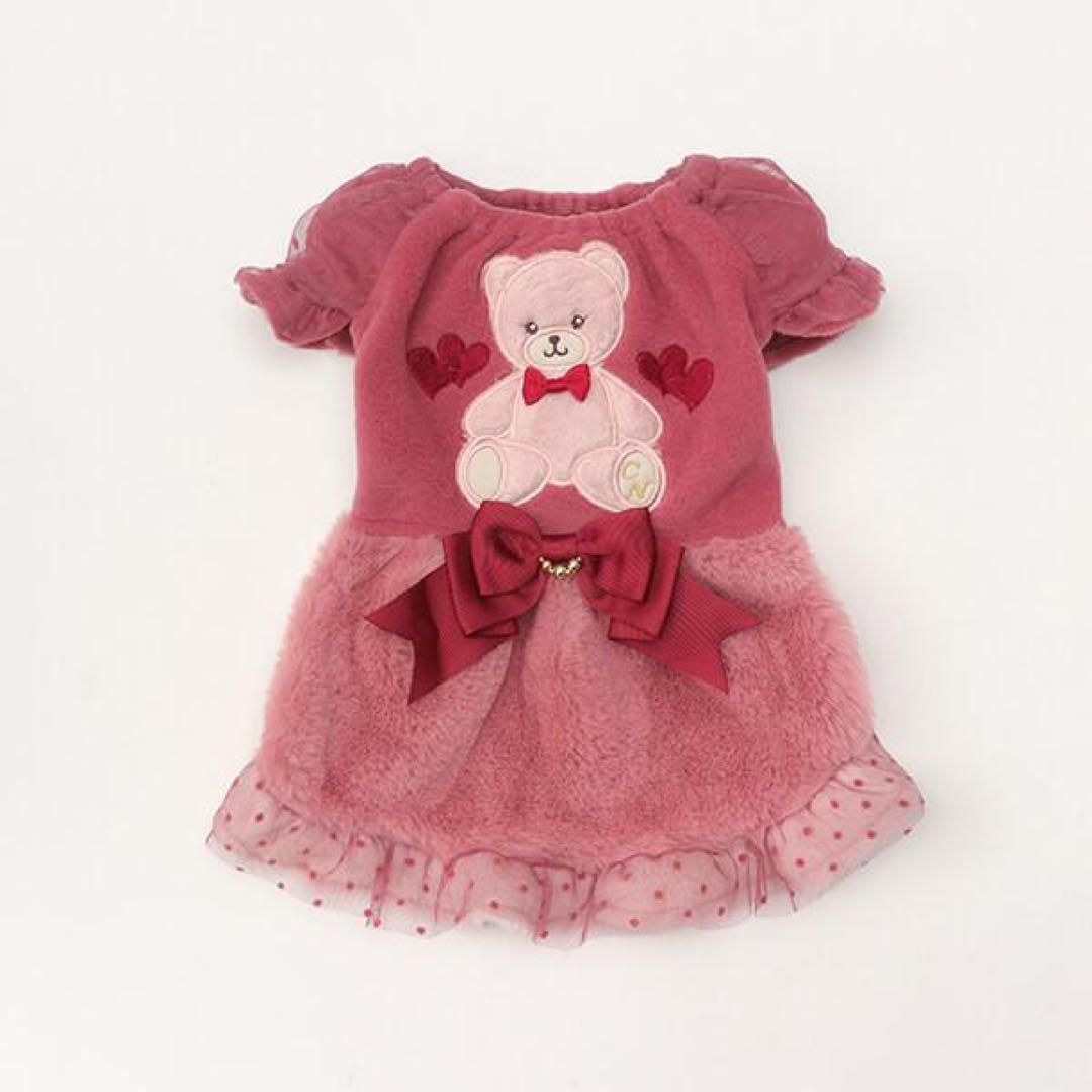 きゃんナナ きゃんくまパフスリーブワンピース Mサイズ ローズピンク