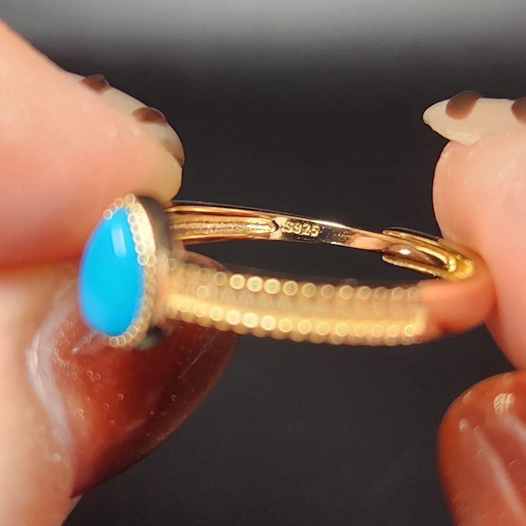 レア【新品】スリーピングビューティーターコイズフリーサイズリング sv925