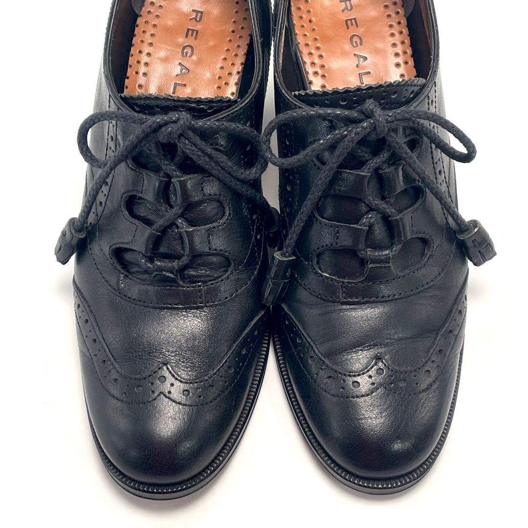 師走セール REGAL リーガル ウイングチップ パンプス ブラック 23.5