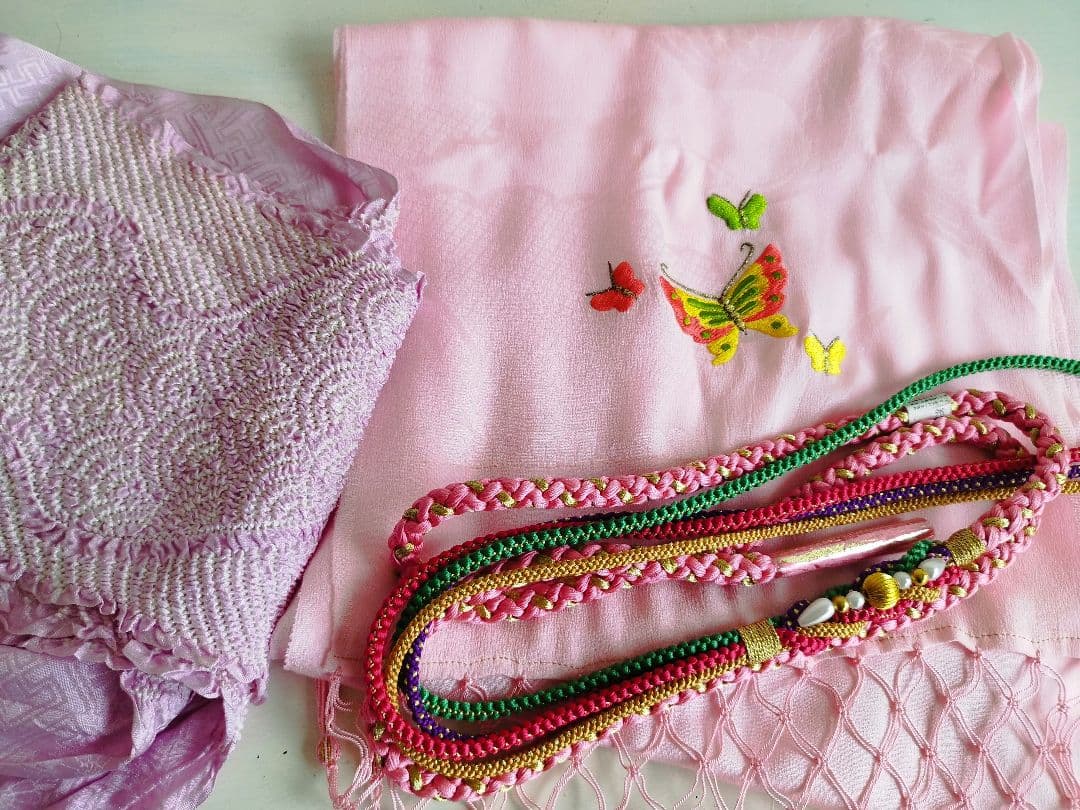 明日まで☆正絹白に刺繍着物に西陣帯フルセット☆七五三ハーフ成人式