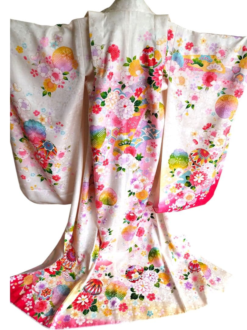 明日まで☆正絹白に刺繍着物に西陣帯フルセット☆七五三ハーフ成人式