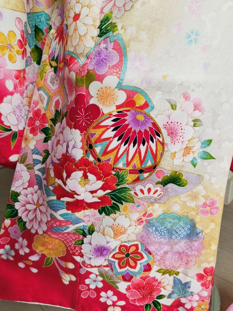 明日まで☆正絹白に刺繍着物に西陣帯フルセット☆七五三ハーフ成人式