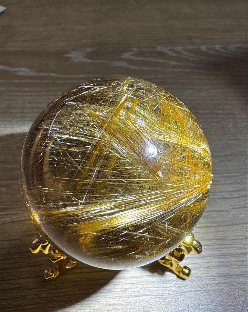 極上品　コレクション級　ゴールドルチルスフィア 丸玉　約5.1cm 日本鑑別書付