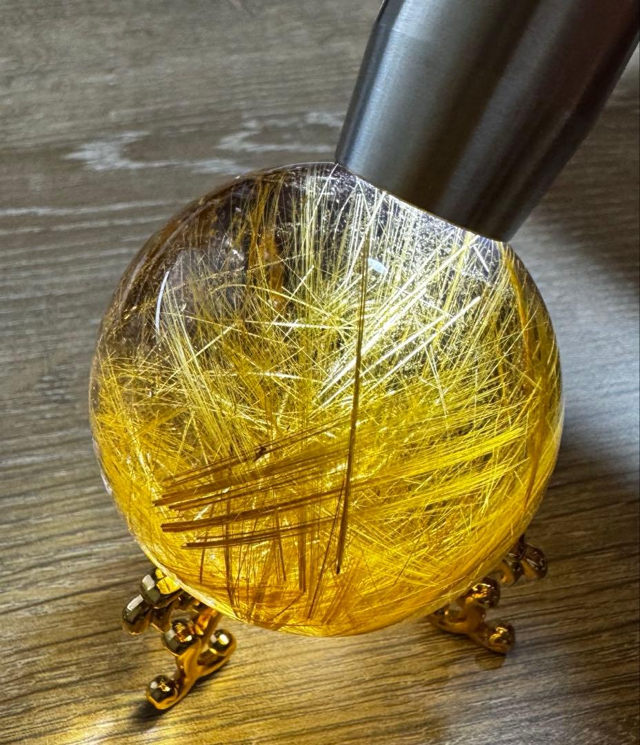 極上品　コレクション級　ゴールドルチルスフィア 丸玉　約5.1cm 日本鑑別書付