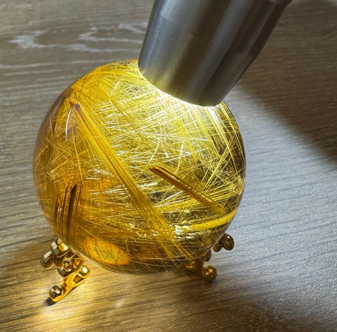 極上品　コレクション級　ゴールドルチルスフィア 丸玉　約5.1cm 日本鑑別書付