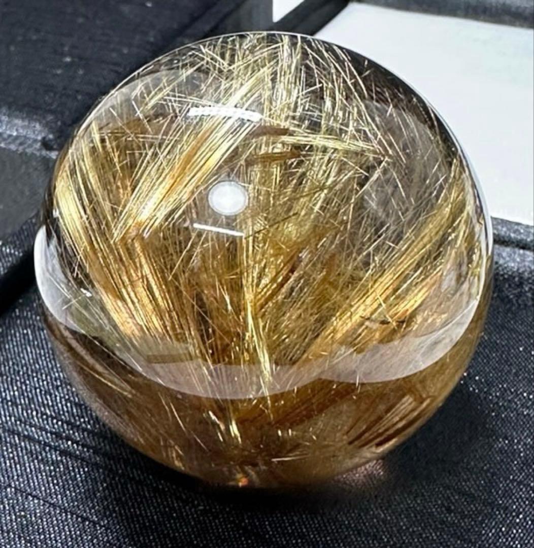極上品　コレクション級　ゴールドルチルスフィア 丸玉　約5.1cm 日本鑑別書付