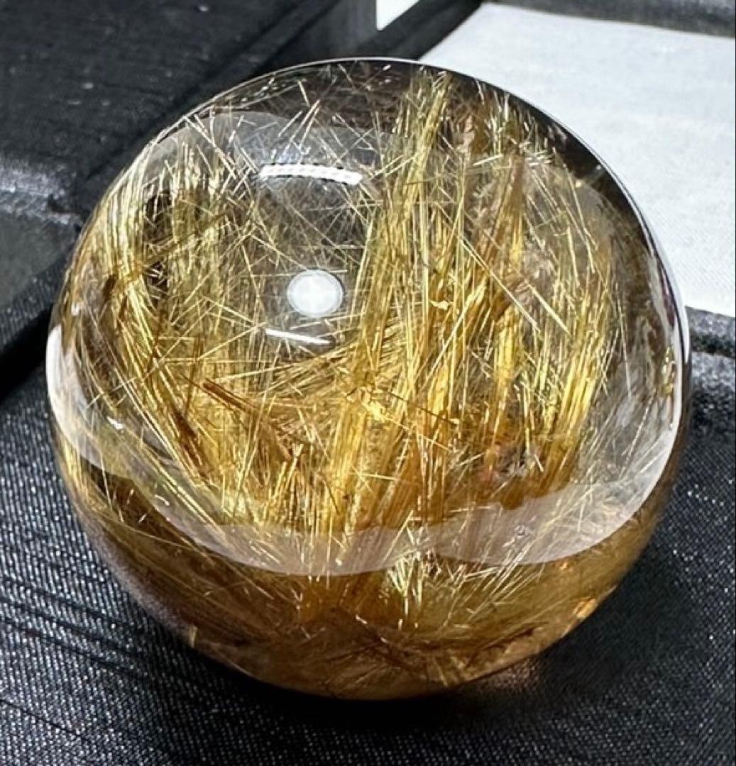 極上品　コレクション級　ゴールドルチルスフィア 丸玉　約5.1cm 日本鑑別書付