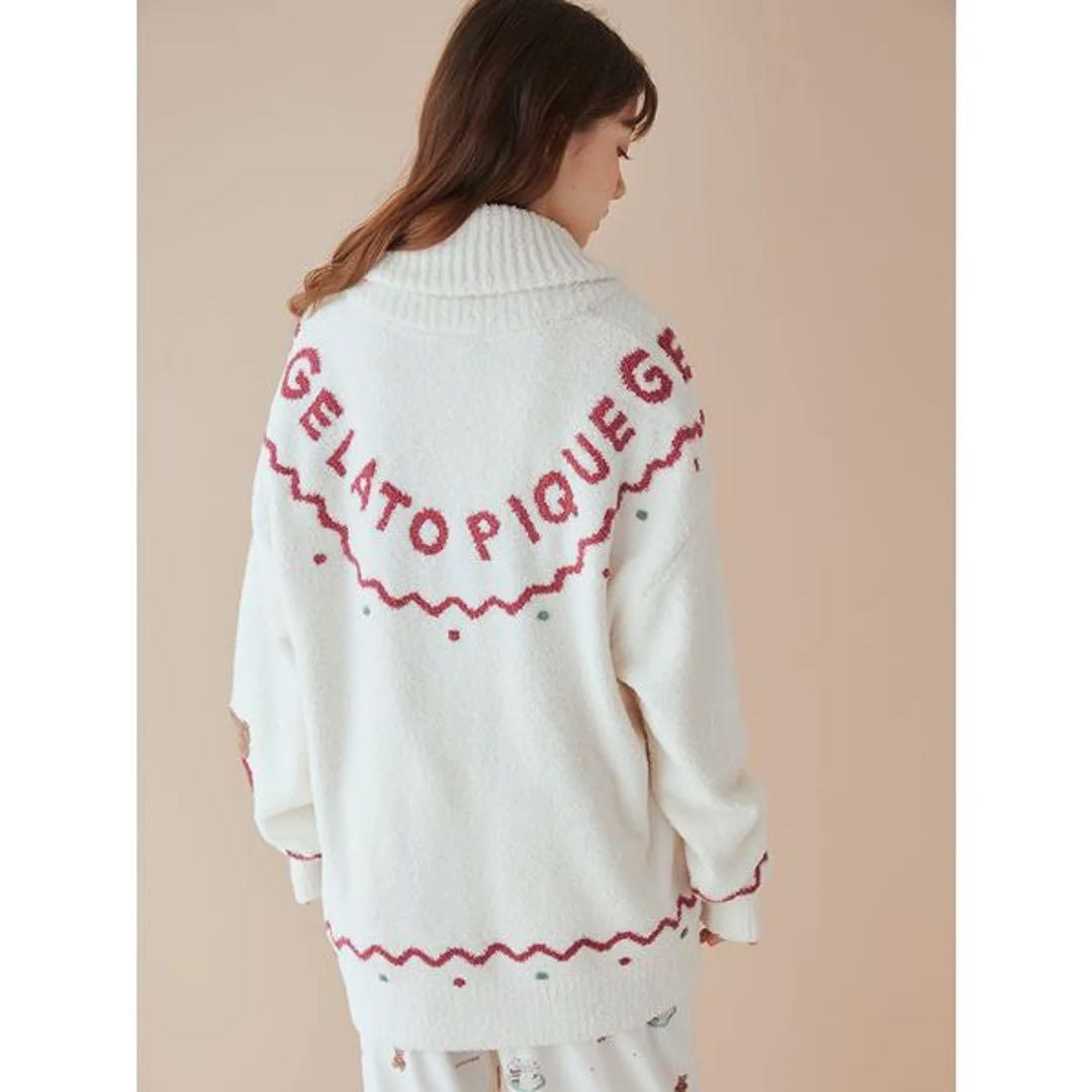 ジェラートピケ　ノルディックショールカーディガン　アイボリー