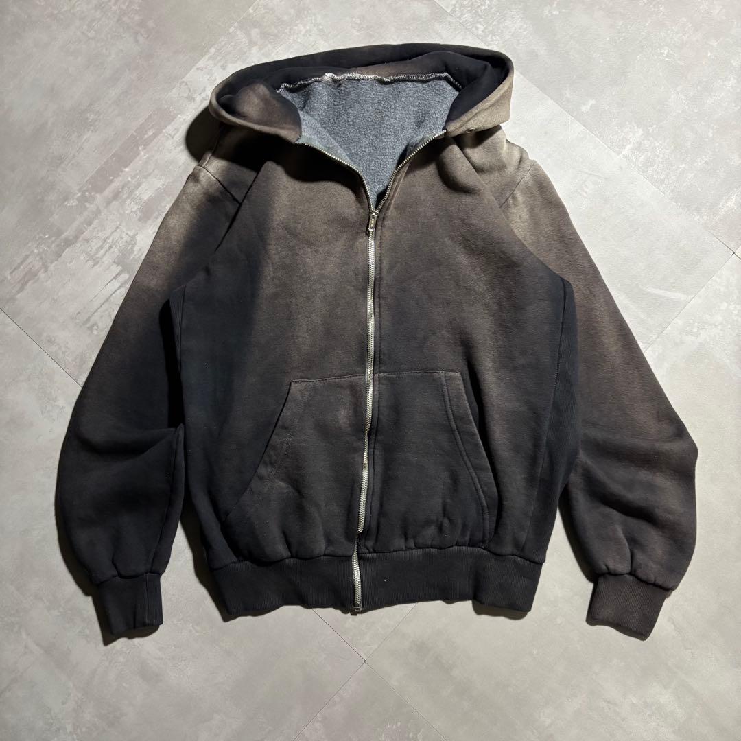 70s - unknown パーカー　フルジップ　サンフェード　黒　ブラック