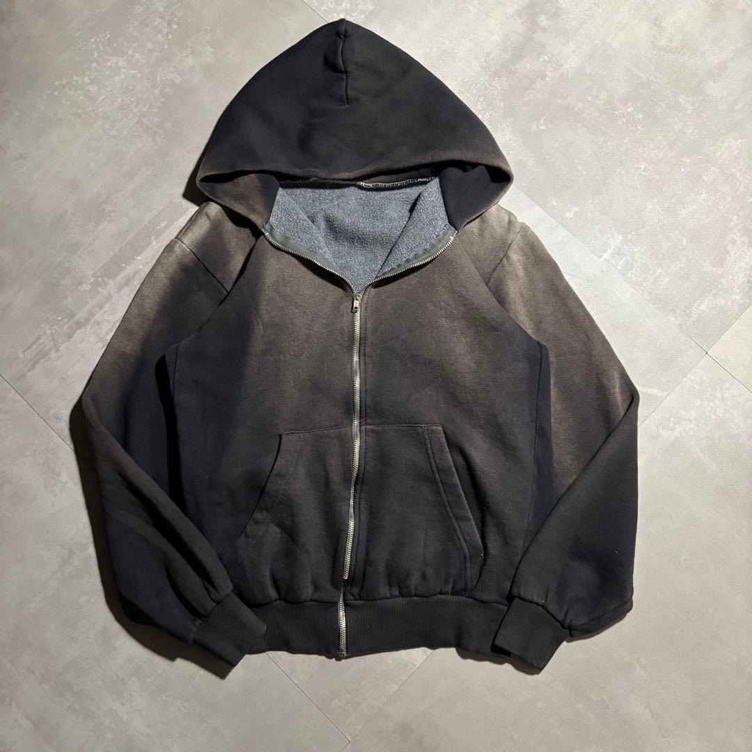 70s - unknown パーカー　フルジップ　サンフェード　黒　ブラック