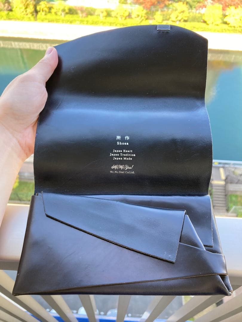 【希少】所作 コードバンの１枚革を折り紙のように折り込んだ長財布　定価10万円