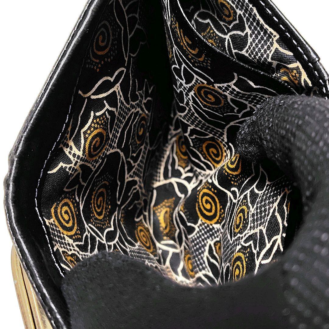 アナスイ　折り財布　ローズガーデン　黒　レザー　がま口　スタッズ