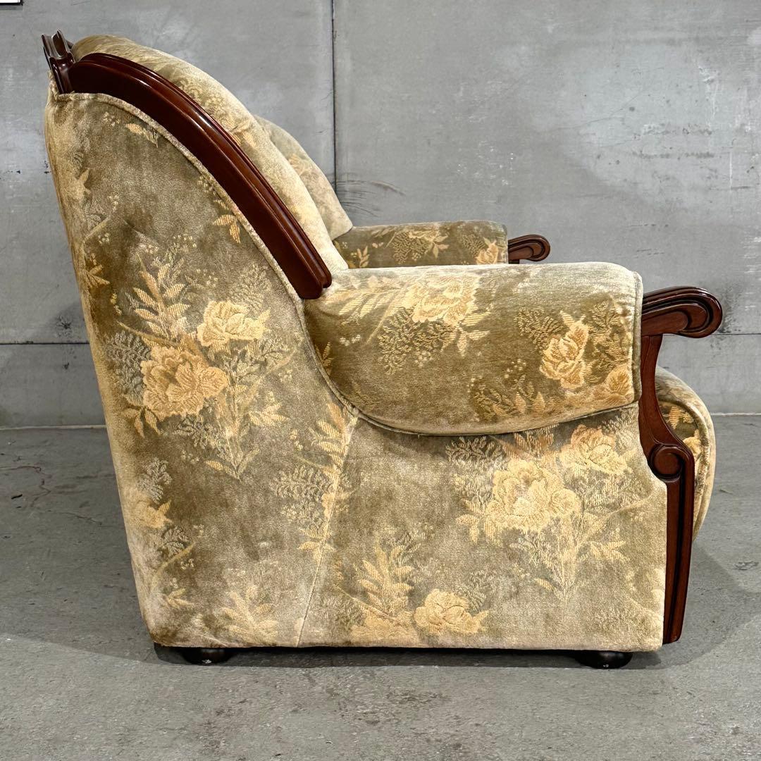 ✿70s✿ 昭和レトロ カリモク 3人掛けソファ ヴィンテージ 応接家具 金華山