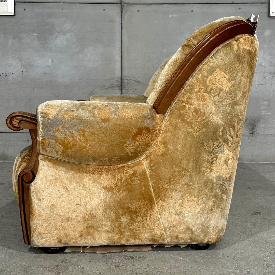 ✿70s✿ 昭和レトロ カリモク 3人掛けソファ ヴィンテージ 応接家具 金華山