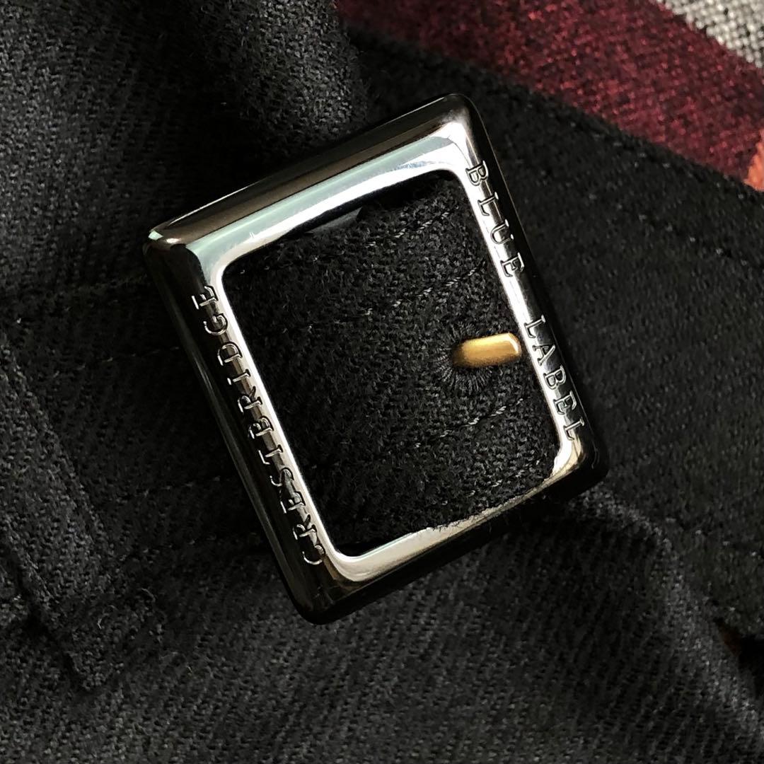 極美品 希少 ブルーレーベルクレストブリッジ トレンチコート チェック フリンジ