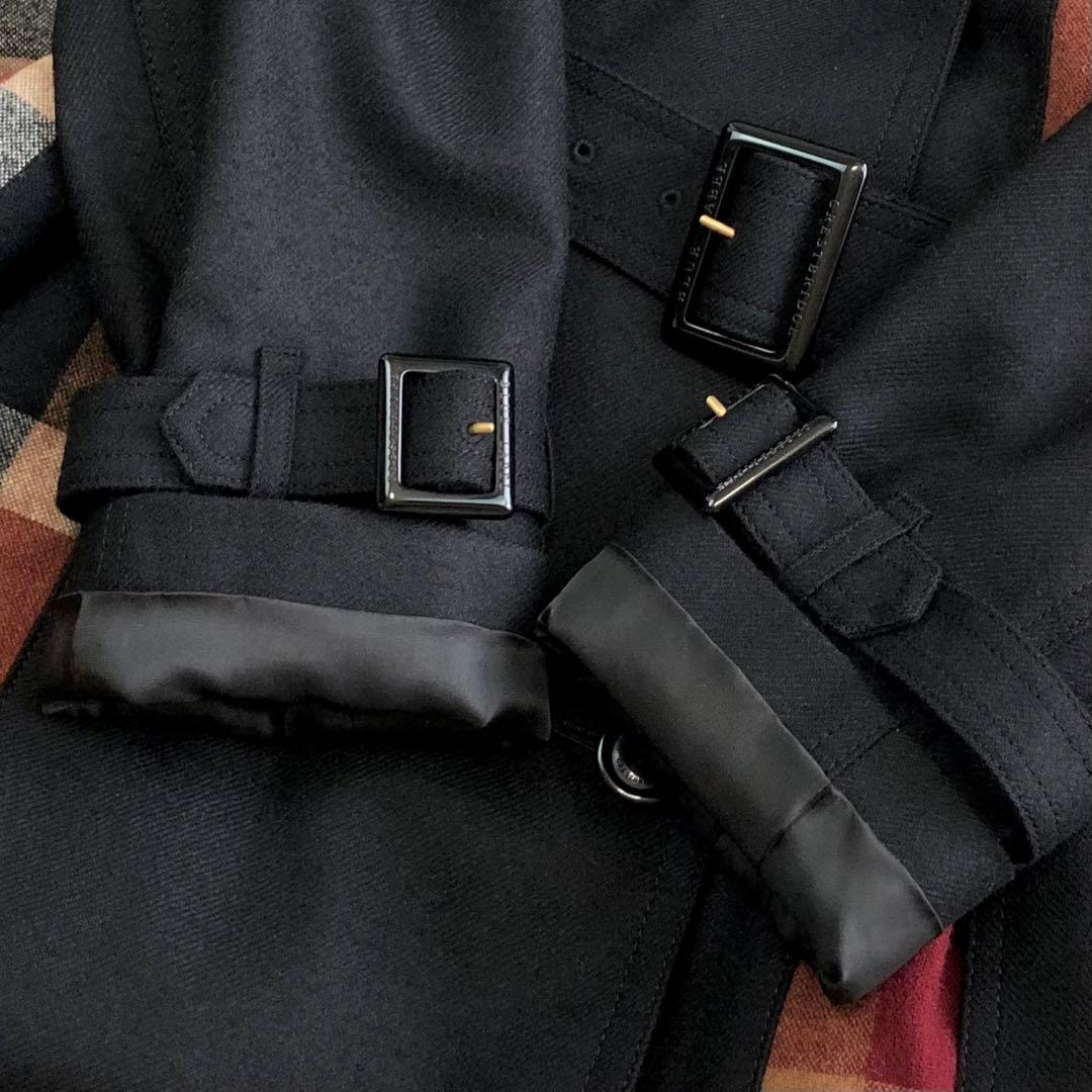 極美品 希少 ブルーレーベルクレストブリッジ トレンチコート チェック フリンジ