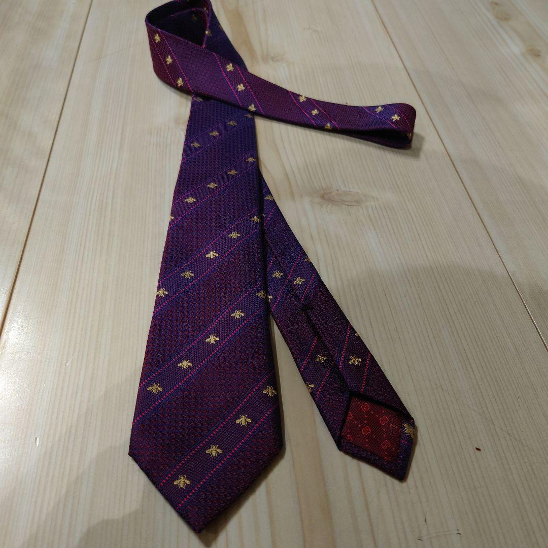 GUCCI (グッチ) 希少！【色変！！】ハチ柄 シルクジャカード ネクタイ