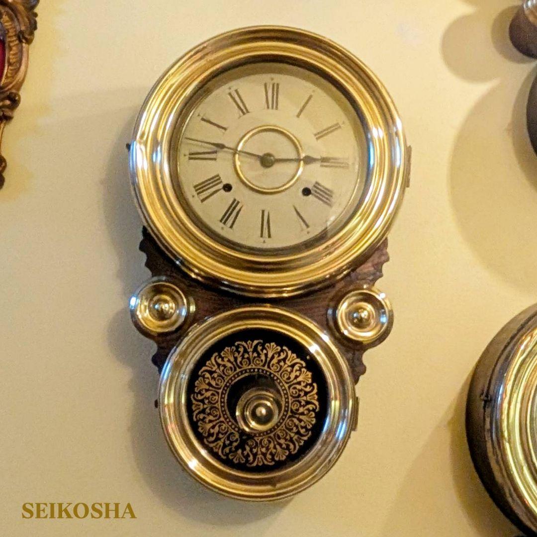 アンティーク掛時計　古時計　四つ丸　ダルマ掛時計　精工舎