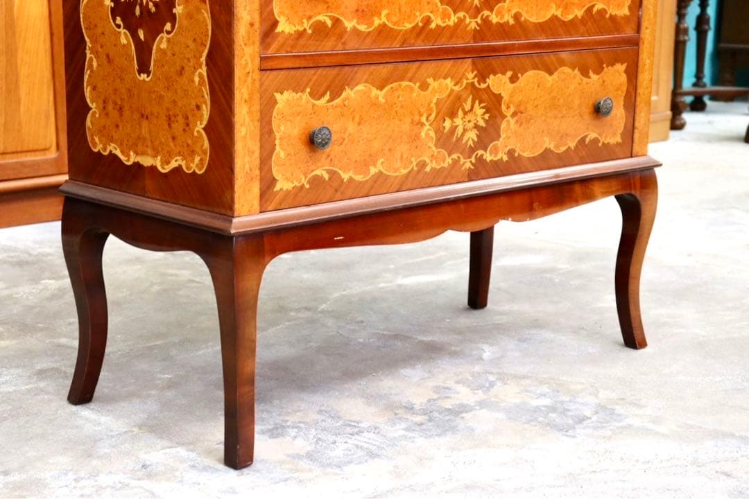 GMIS134○イタリア製 ライティングビューロー デスク 書斎机 学習机 象嵌