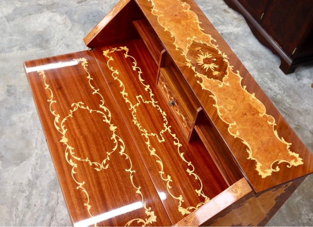 GMIS134○イタリア製 ライティングビューロー デスク 書斎机 学習机 象嵌