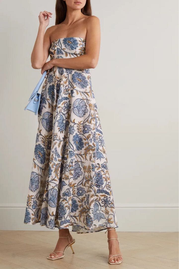 【新品未使用】ZIMMERMANNフラワープリント ストラップレス マキシドレス