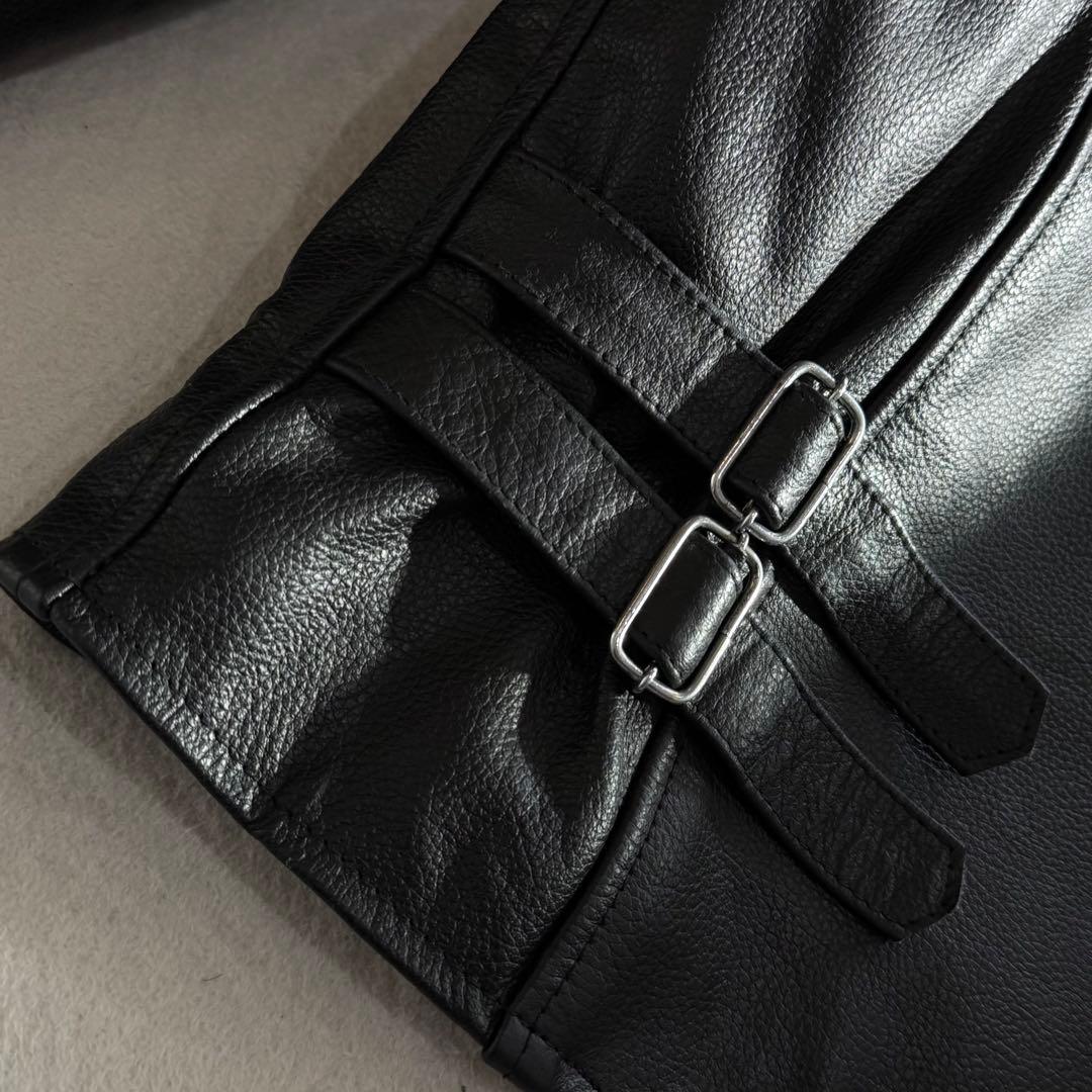 AXEL シングルライダースジャケット　キルティング　牛革　黒　大きいサイズ