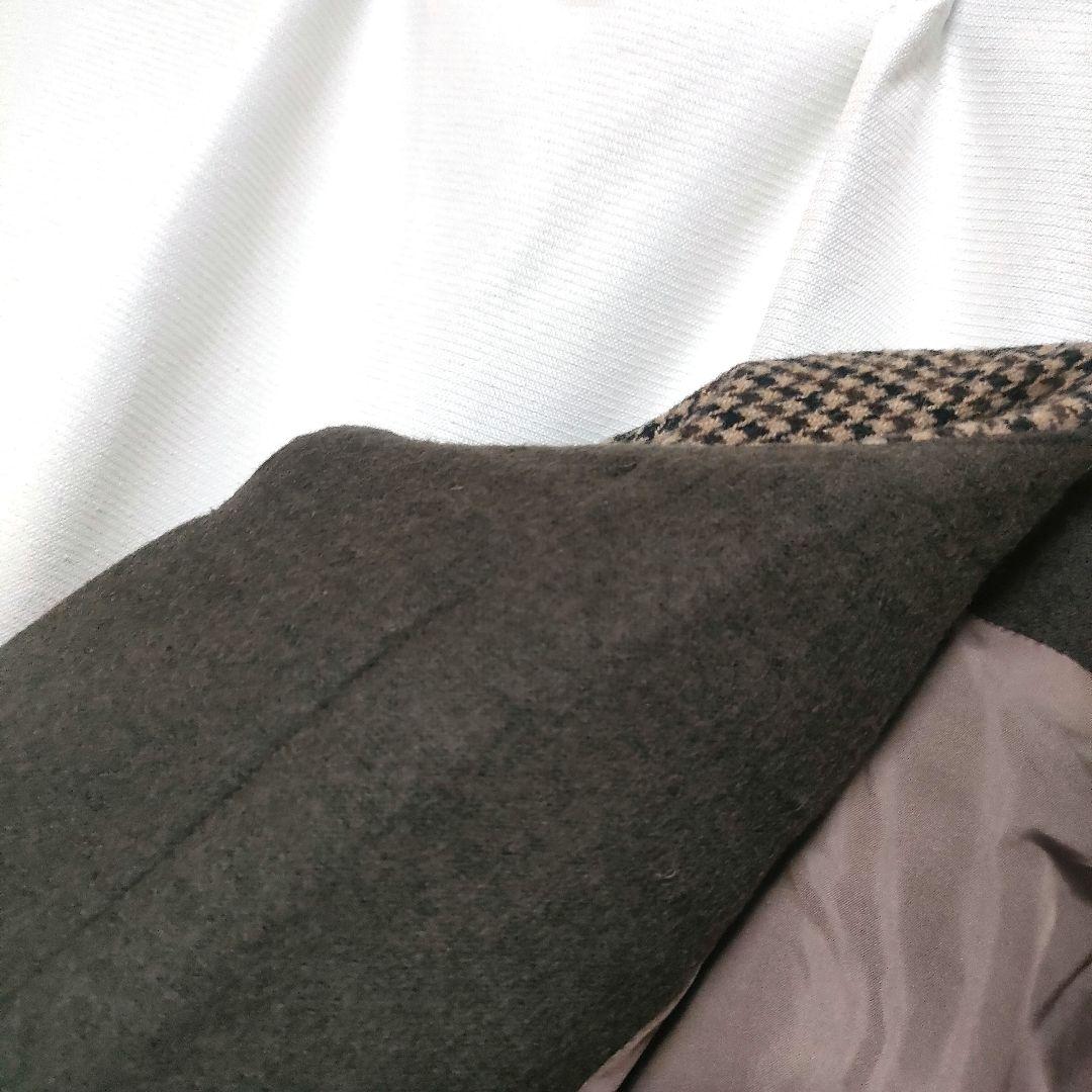 【美品】Eaphi エフィ ノーカラー ウール チェックコート