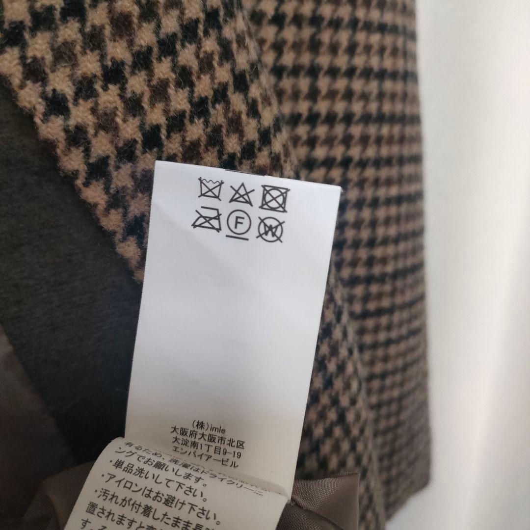 【美品】Eaphi エフィ ノーカラー ウール チェックコート