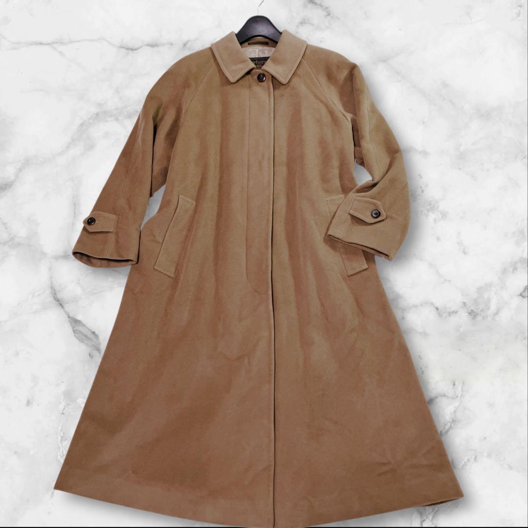 【美品】Burberrys カシミヤ100%　ロングコート 裏地ロゴ柄　キャメル