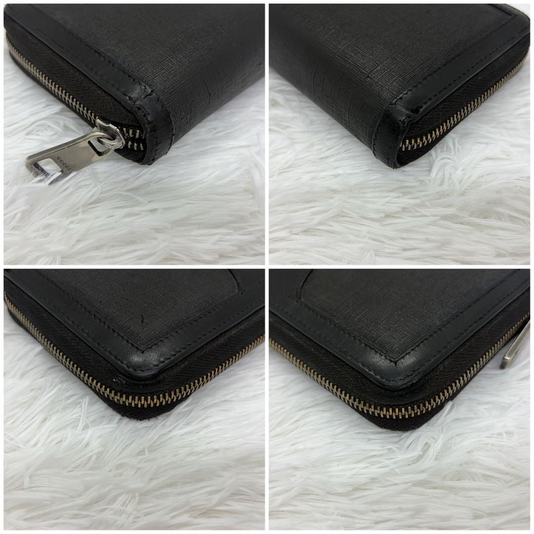 美品✨️グッチ 長財布 GGスプリーム ラウンドファスナー レザー 黒