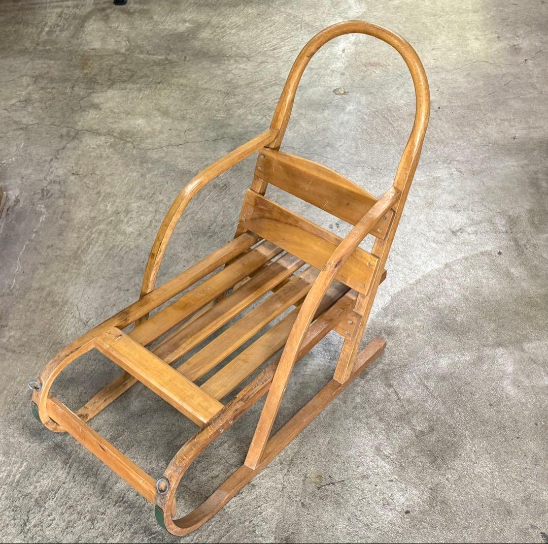 昭和レトロ　手押しソリ　木製　そり　ビンテージ