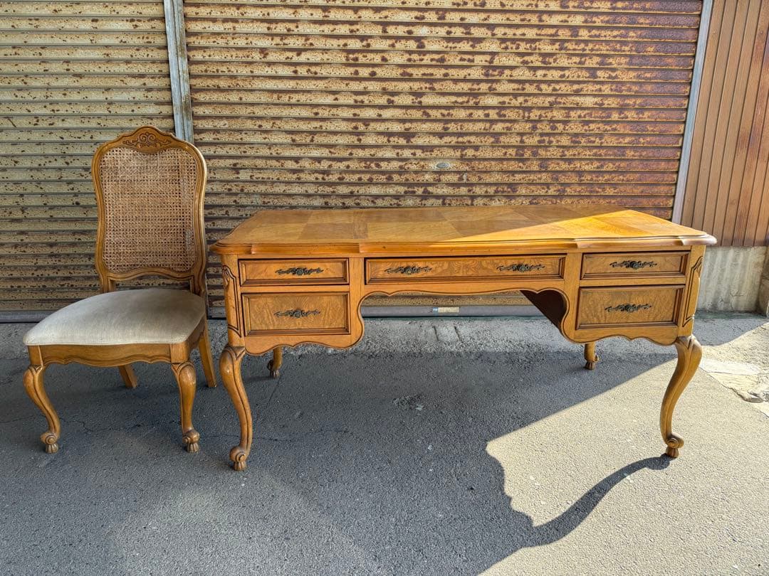 【O-1890】ロココ調 テーブル 机 デスク 書斎 アンティーク