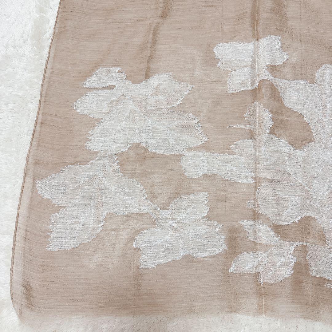 美品 Loro Piana ロロピアーナ カシシル リネン 大判ストール 刺繍