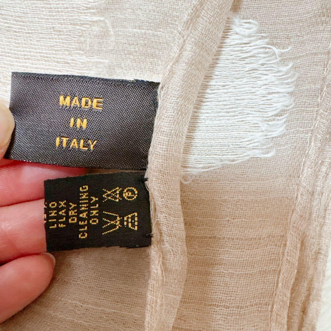 美品 Loro Piana ロロピアーナ カシシル リネン 大判ストール 刺繍