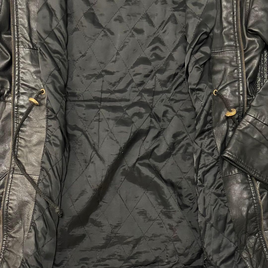 Luik購入 古着 オールレザー マウンテンパーカー コート ブラック