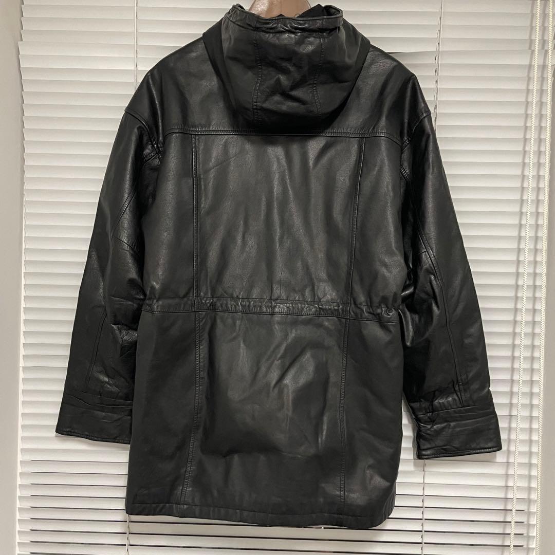 Luik購入 古着 オールレザー マウンテンパーカー コート ブラック