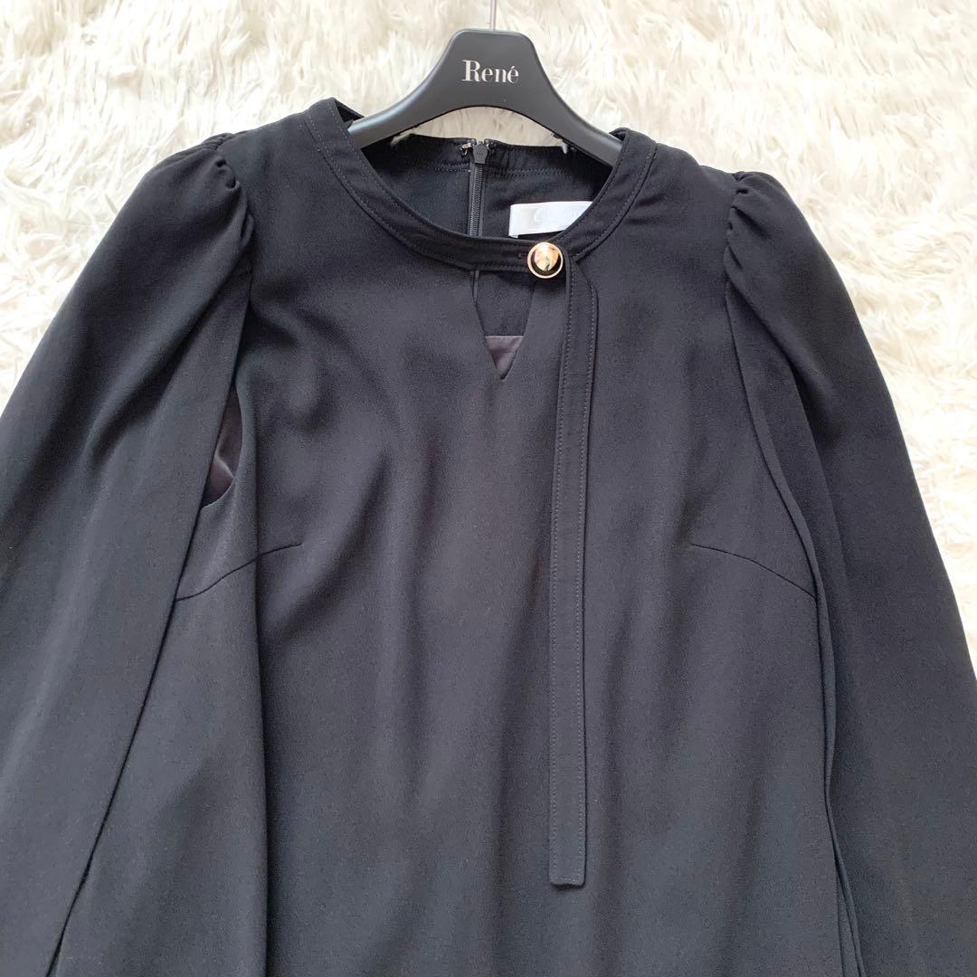 未使用級✨セルフォード 2024 ケープ ドレス メタルボタン ワンピース 黒