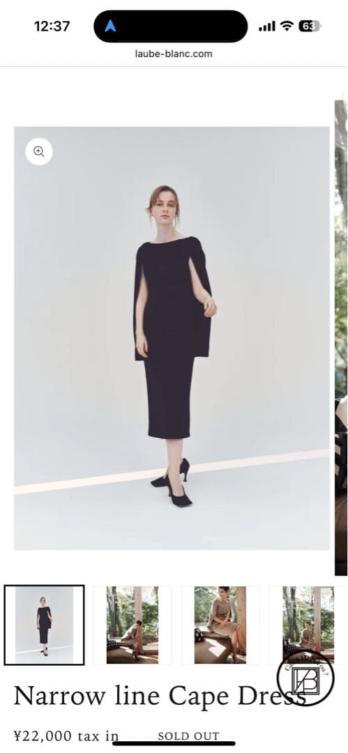 ワンピース Laubeblanc Narrow line Cape Dress black